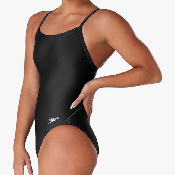 NWT Speedo Women's Swimsuit One Piece Prolt Flyback Solid Adult Team black 30 - Picture 2 of 9